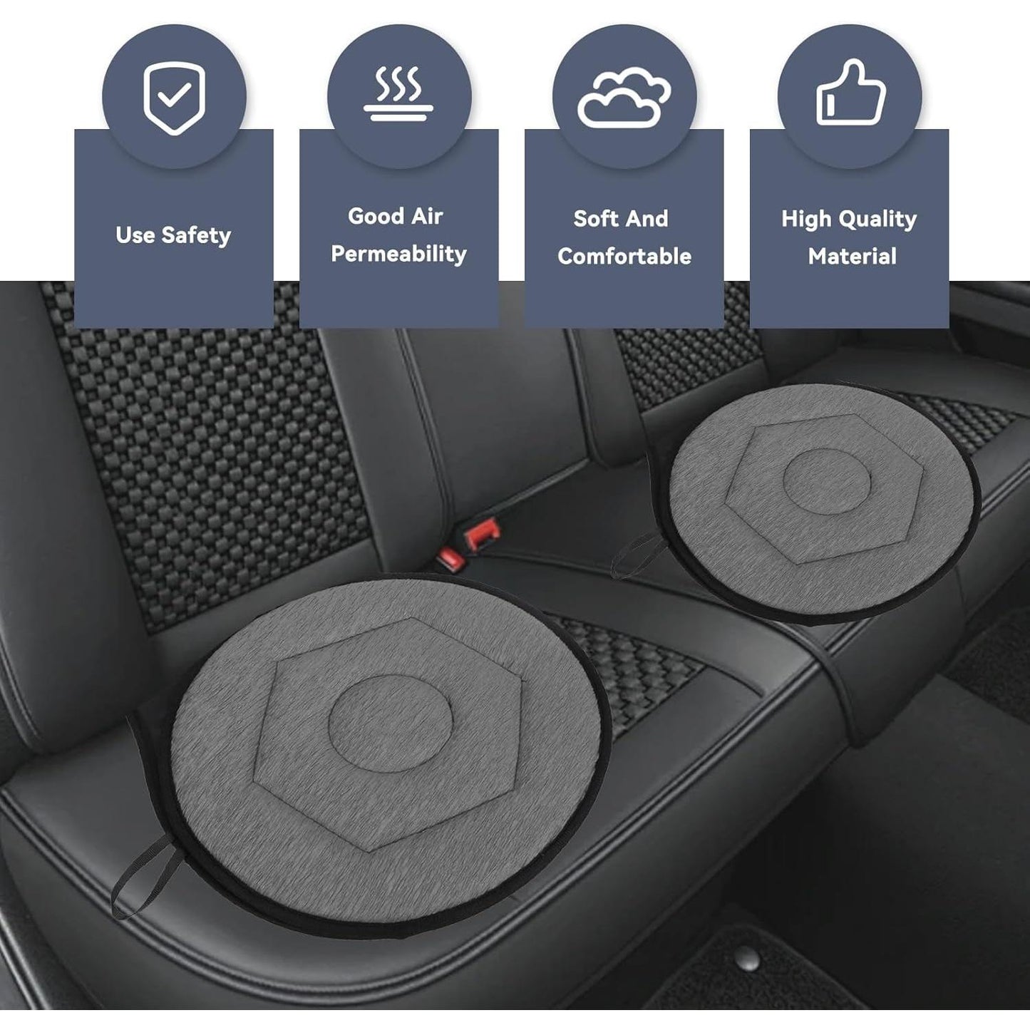 Rotating Round Seat Cushion, 360 Degrees Chair Assist for Elderly Portable Rotating Seats Cushion for Car, Twisting Disc (Grey)