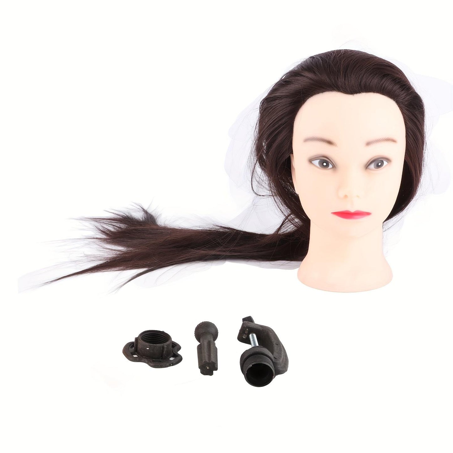 24in Salon Hairdressing Training Head Model Mannequin Cosmetology Practice With Clamp Holder