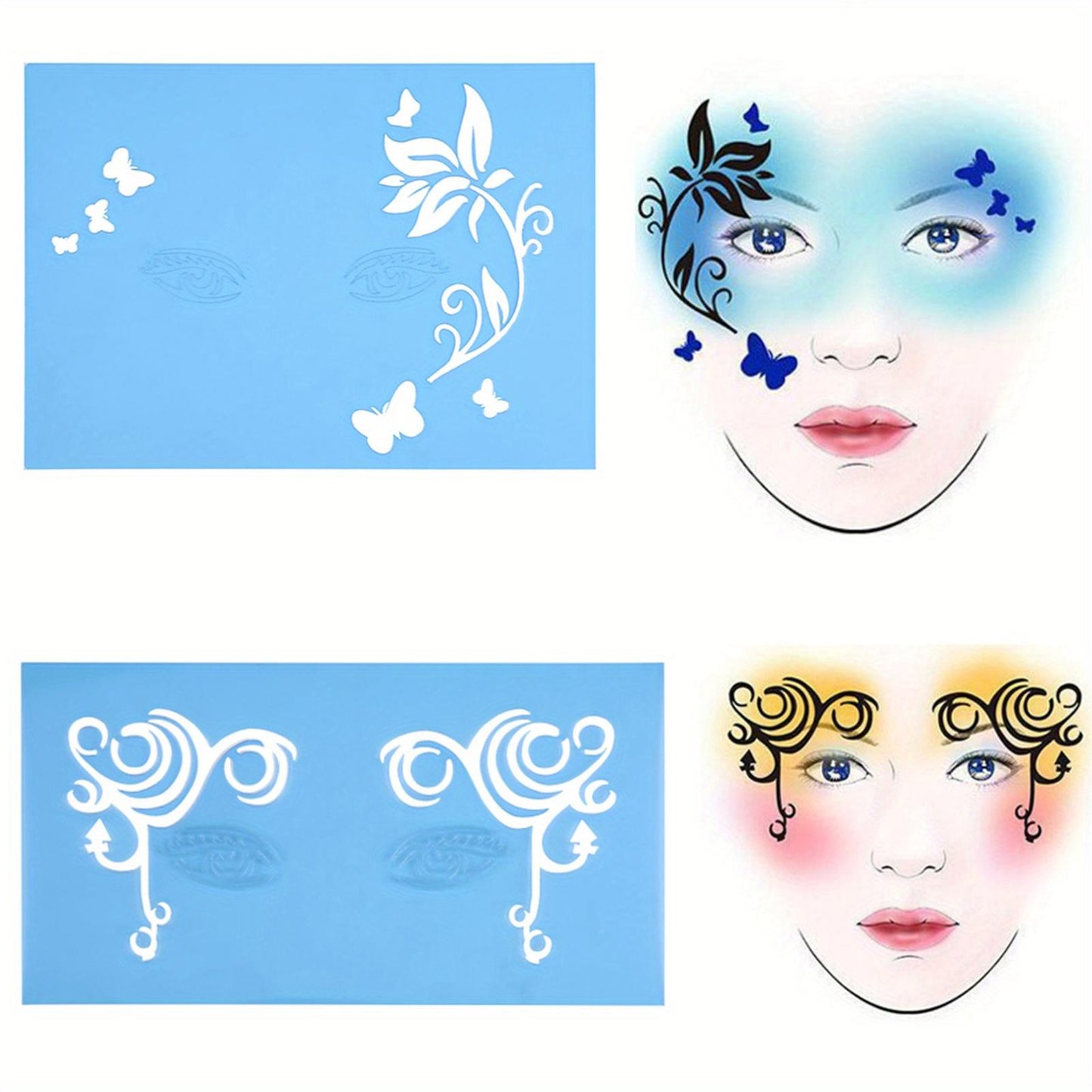 7styles/set Reusable Face Paint Stencil Body Painting Template Flower Butterfly Facial Design