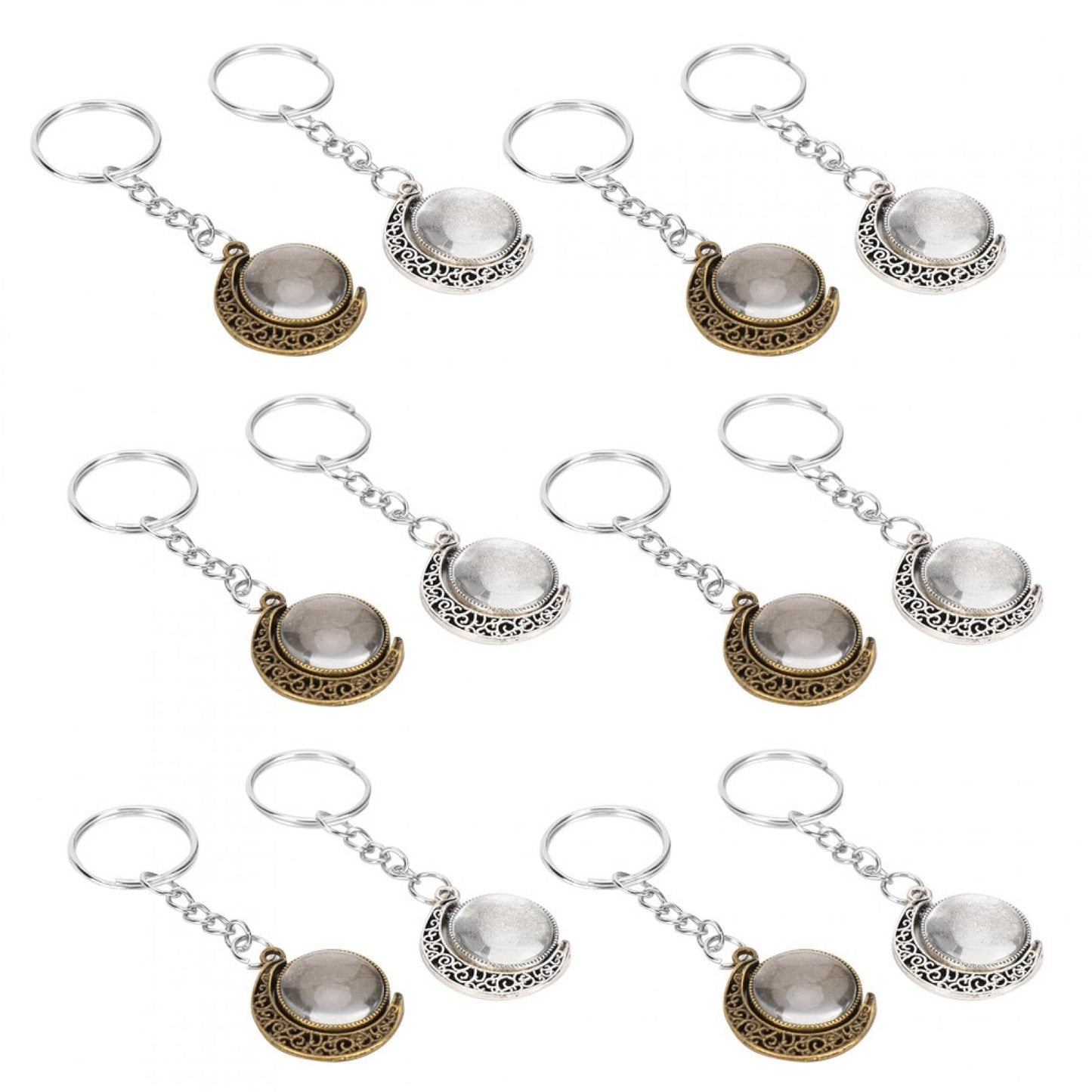 Flash Sale 48pcs Rotation Pendant Base Tray Round Glass Domes Key Rings Jewelry DIY Tool Accessory