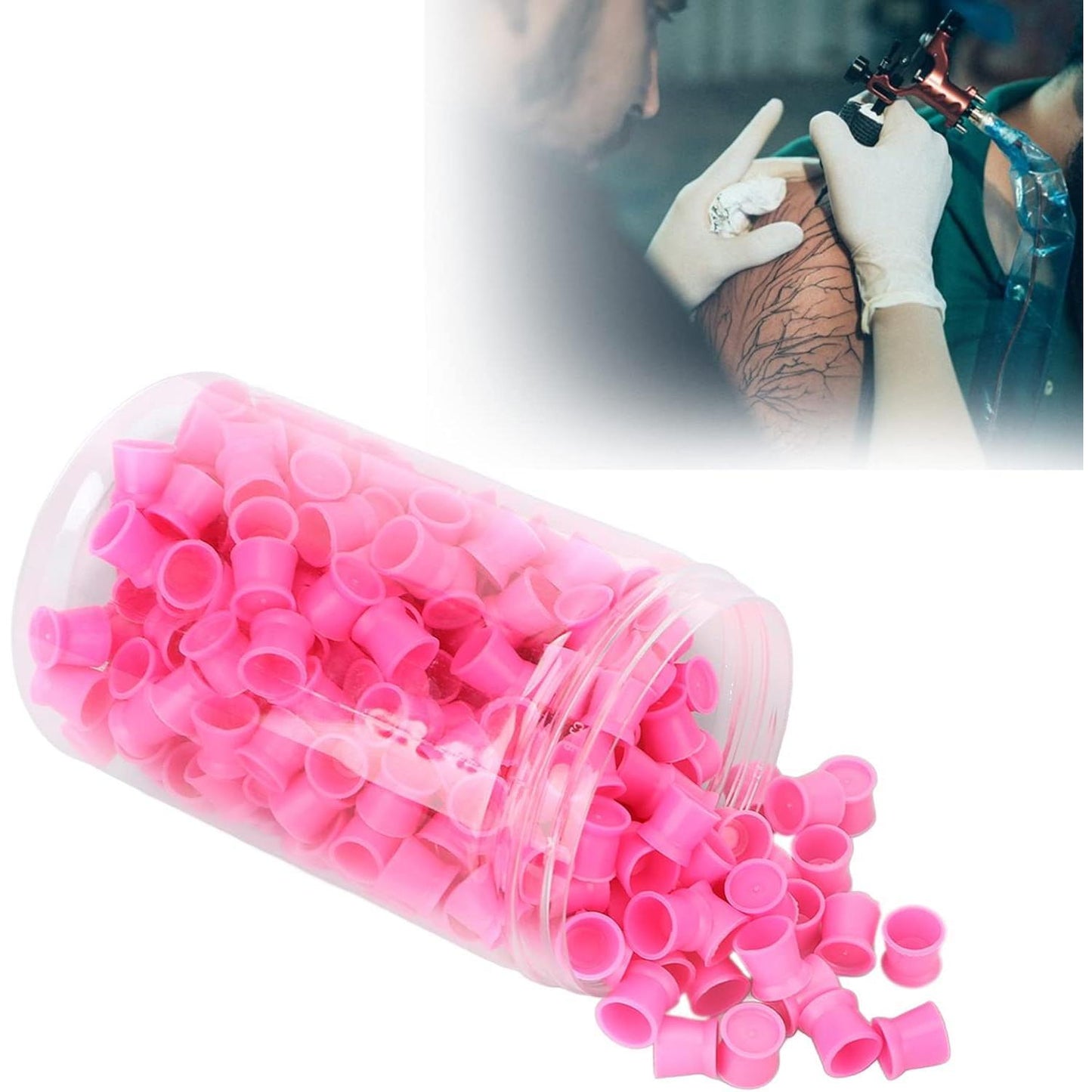 300PCS Silicone Tattoo Ink Cups, Tattoo Ink Caps, Disposable Pigment Ink Caps