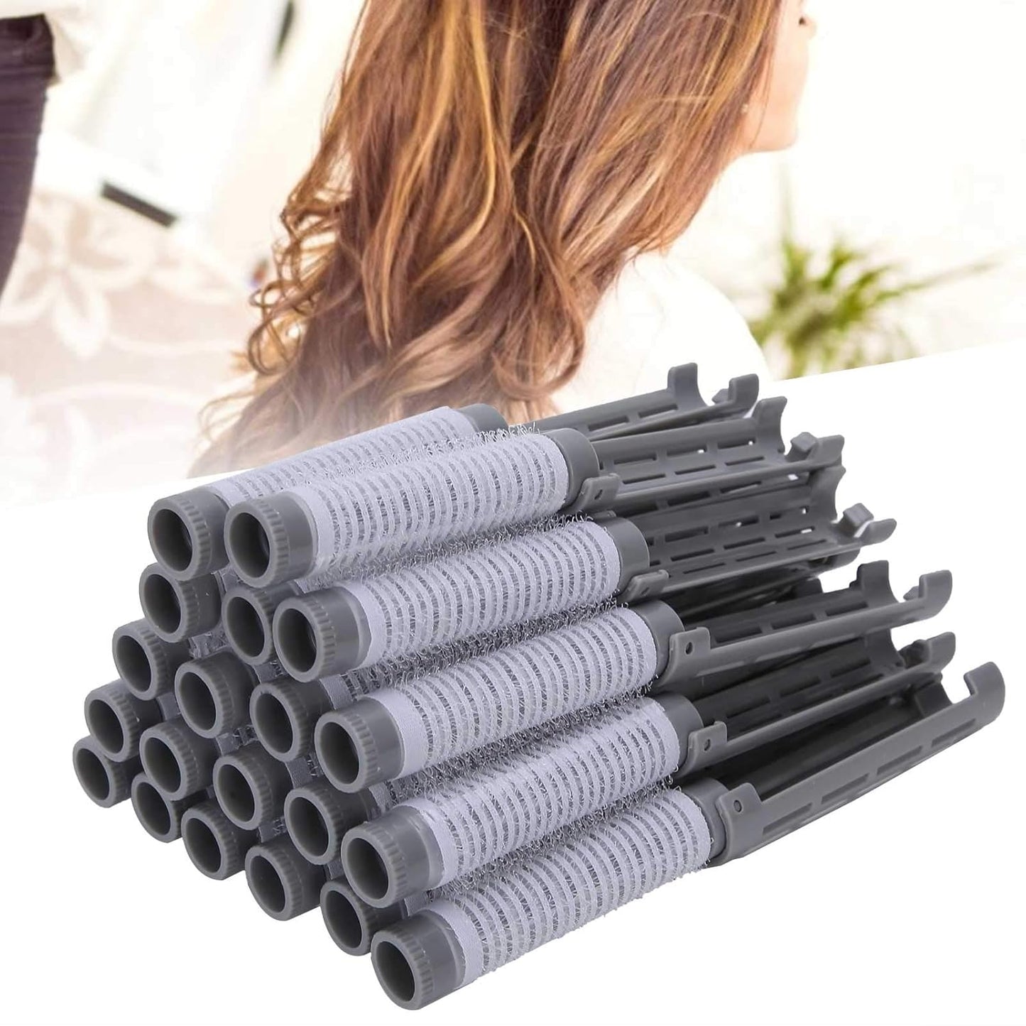 20pcs Perm Rods Set, Hair Curlers, Dressing Rollers for Salon Hairdressing (Gray)