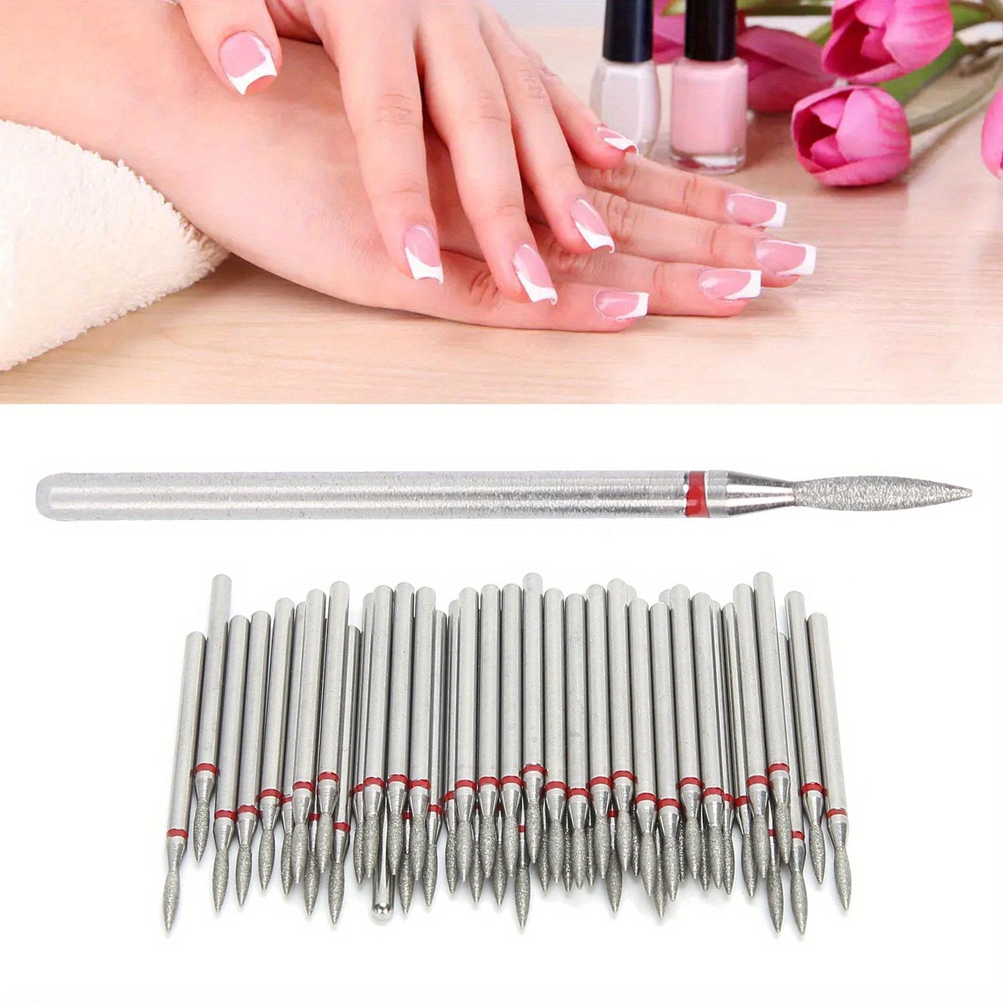 50pcs Professional Nail Drill Bits Polishing Grinding Accessory for Manicure Nail Polisher, Emery Material Wear- resistant Suitable for Most Nail Drill Machine, Ideal for Home Nail Salon Foot Care Pedicure, manicure tools