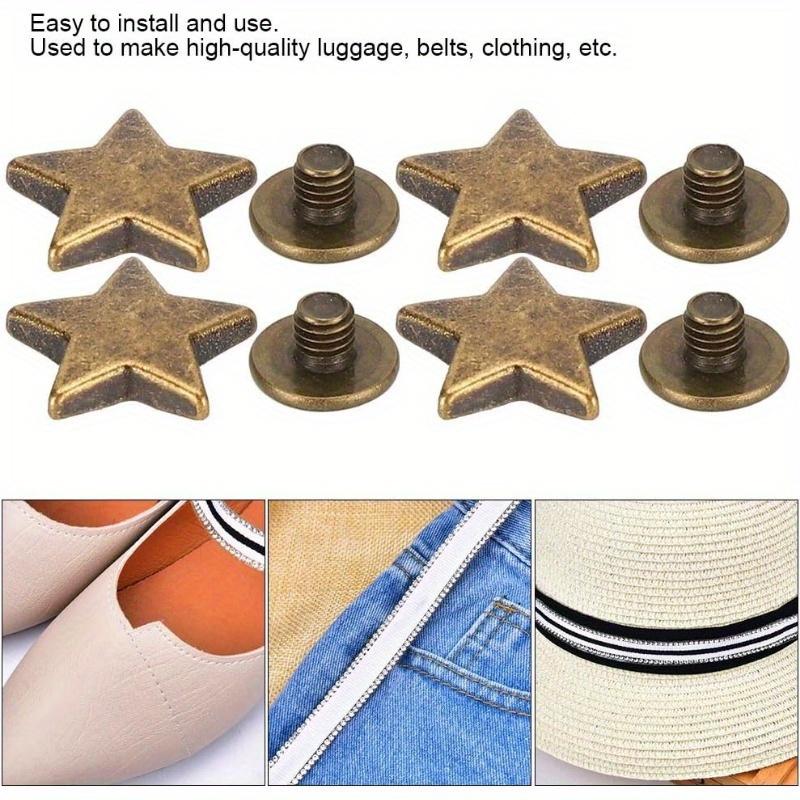 50 Sets Star Studs Rivets Star Shaped Studs with Spikes Hand Pressed Rivets for Leather Crafting, Decorating Clothes, Jackets, Belts, Footwear, and Bags(Bronze)