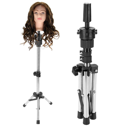 Wig Stand Wig Stand Tripod, Wig Tripod Stand Mannequin Head Tripod Stand Adjustable Hairdressing Training Head Rack Hair Mannequin Head Holder For Salon, Silver (Wig Not Included)