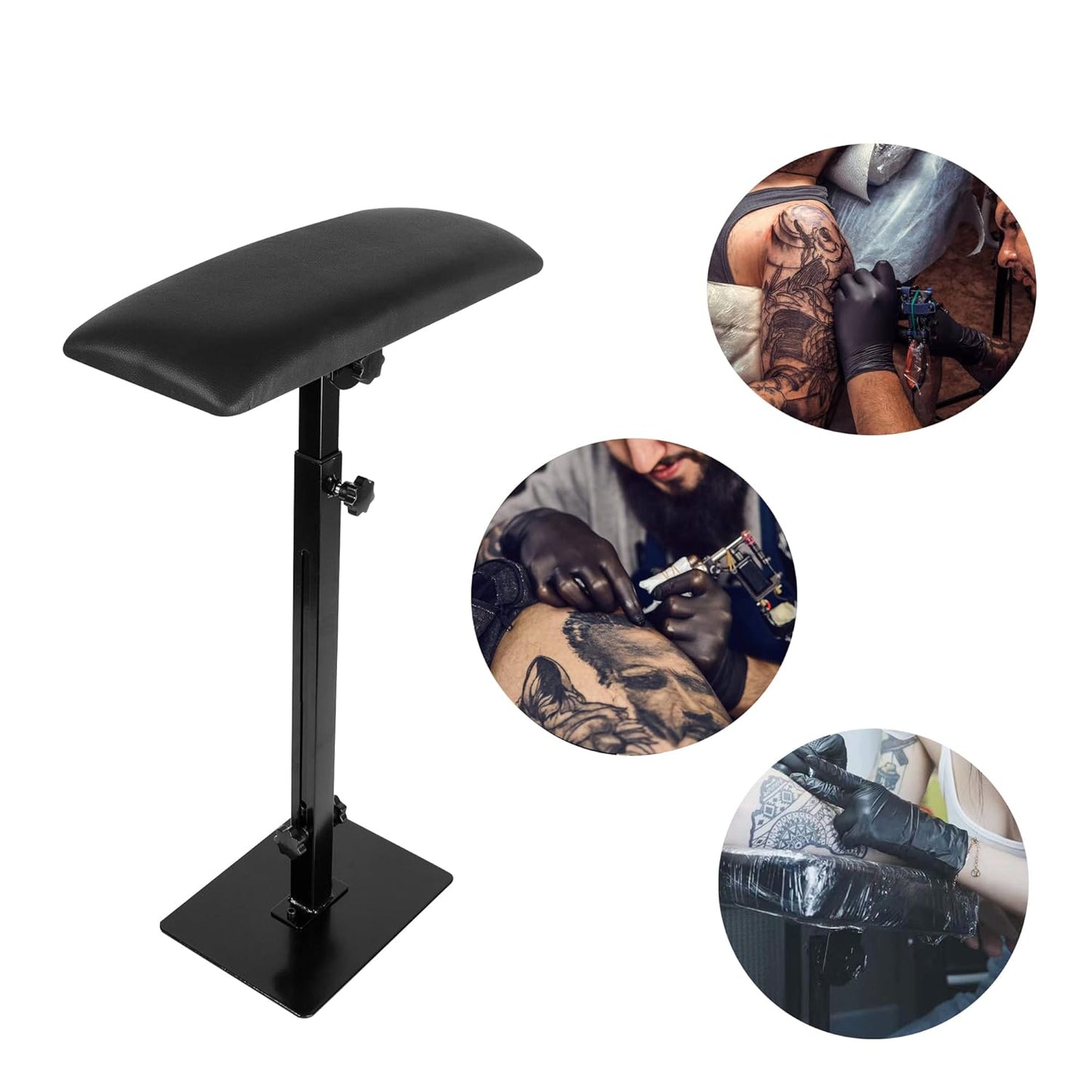 Professional Tattoo Armrest - Square Adjustable Height and Tilt Iron Rest for Tattoo Equipment