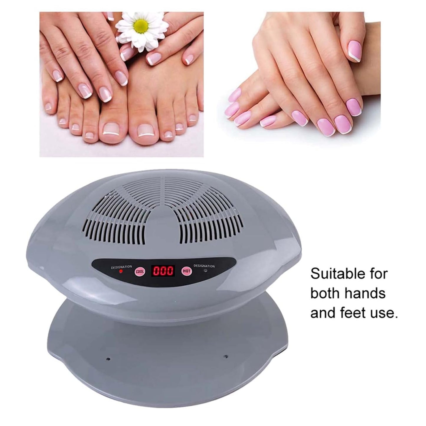 Air Nail Dryer, 2 In 1 Hot and Cold Air Nail Fan Blow Dryer for Regular Nail Polish, Automatic Sensor Manicure Drying Nail Dryer for Home and Salon Use, Grey