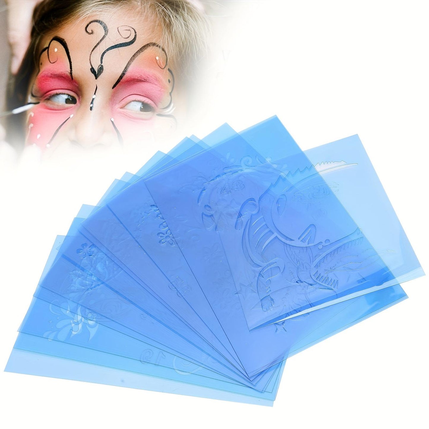 PET Face Painting Template Reusable Face Paint Stencils For Halloween Christmas Party Face Painting Template Face Paint Stencils Reusable Face Paint Template Facial Makeup Template Halloween Face Paint Stencils DIY Makeup Template