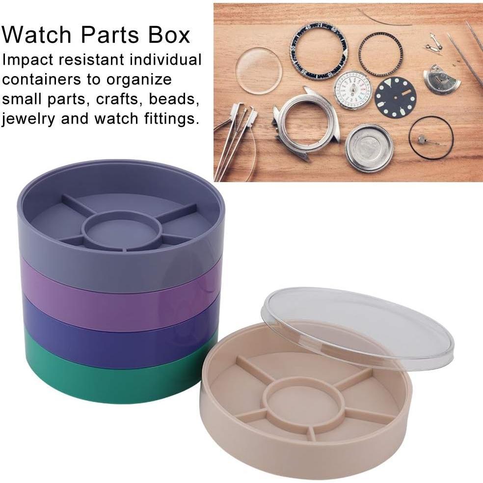 Watch Parts Tray, Watch Parts Storage Box with 5 Layer Watch Repair Tool/Watch Parts Storage Box, Watch Tools (Round)