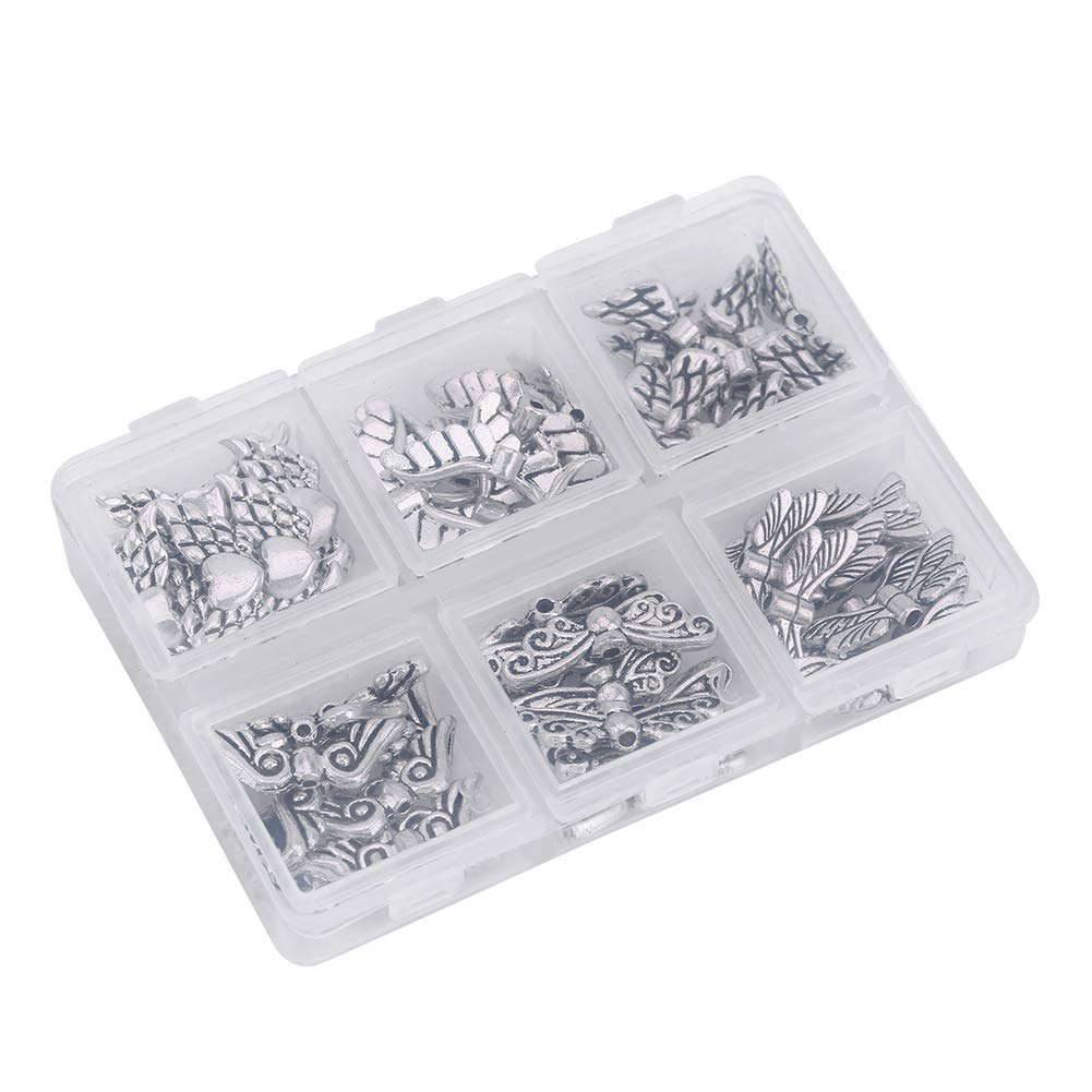 DIY Jewelry Findings, 60Pcs 14-26mm Angel Wing Beads Lot DIY Jewelry Findings Making Supplies with Storage Box