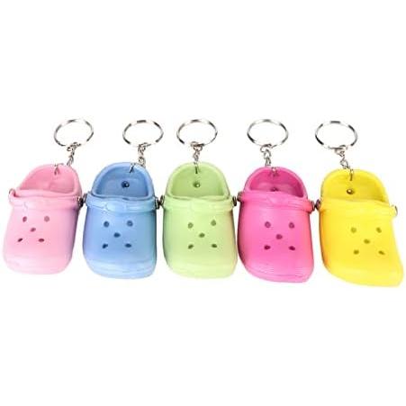 20pcs Mini Shoes Key Chains, Funny Clog Cute Adorable Beach Hole Shoes Keychains for DIY Backpacks Handbag Wall Door Bag Travel Camping Accessory Blue Green Pink Peach Yellow