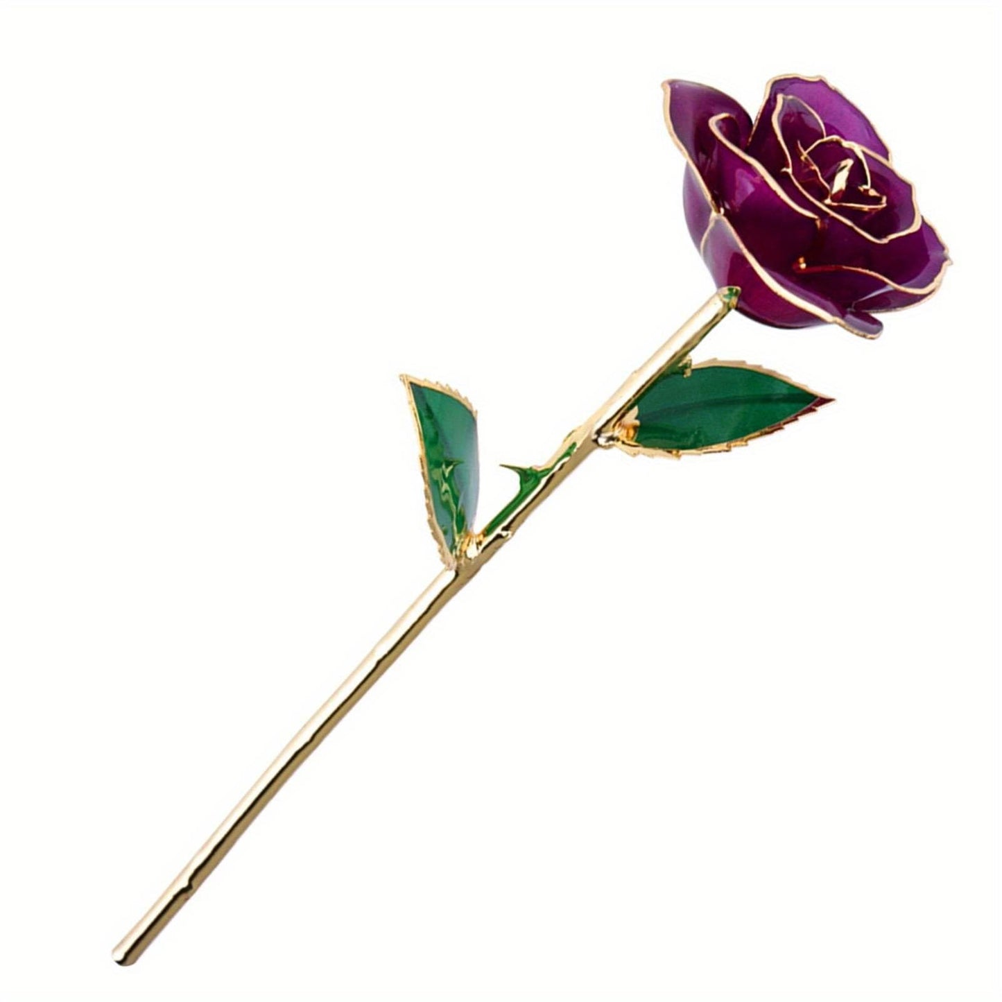 Real Purple Rose 24K Gold Dipped Preserved Flower Gifts with Stand for Valentines Day Anniversary Wedding