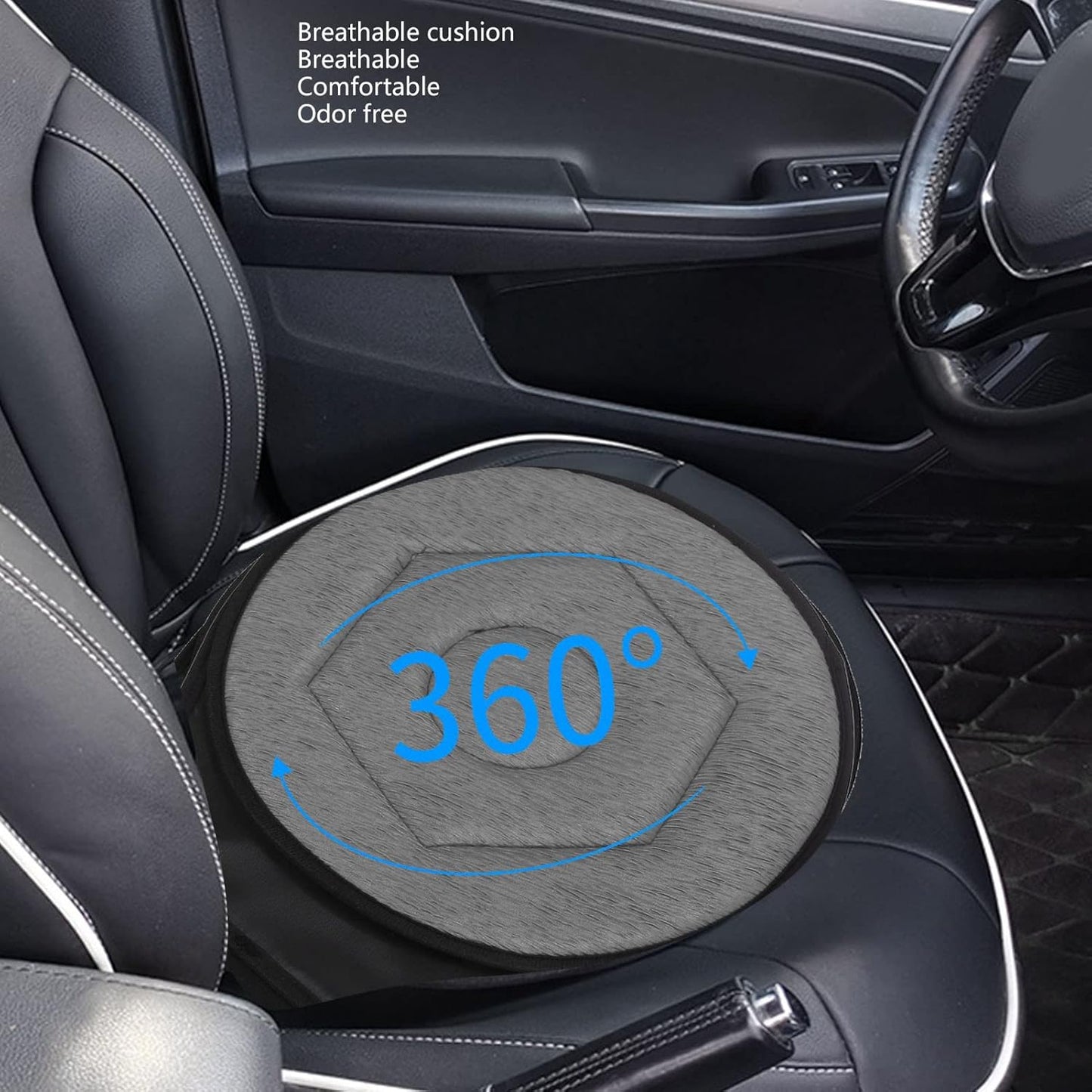 Rotating Round Seat Cushion, 360 Degrees Chair Assist for Elderly Portable Rotating Seats Cushion for Car, Twisting Disc (Grey)