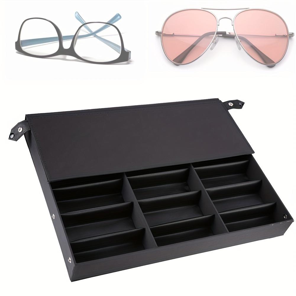 18 Slot Sunglasses Organizer Holder Display Case/Tray, Fabric Lining and Snap Buttons