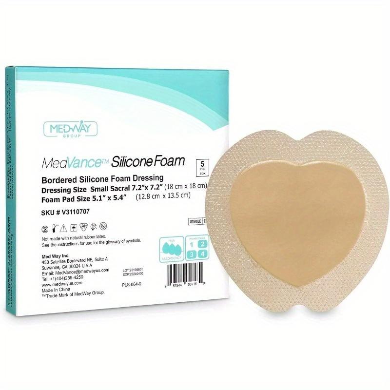 MedVance Silicone - Bordered Silicone Adhesive Foam Dressing Sacral Size 7"x 7" Box of 5 dressings