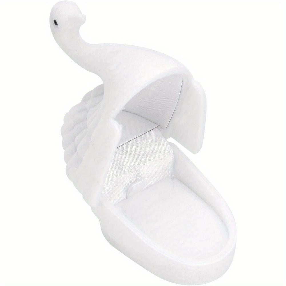 Exquisite Swan Shape Jewelry Box, Retro Design, Flocking Inside, Unique Gift for Christmas, Birthday (White)