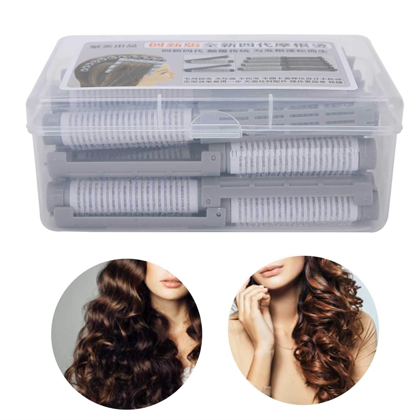 20pcs Perm Rods Set, Hair Curlers, Dressing Rollers for Salon Hairdressing (Gray)