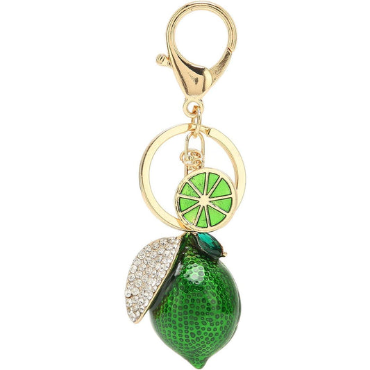 Keychain, Little Lemon Keyring Strong Metal Little Lemon with Rhinestone Exquisite Keychain Car Keyring Pendant Gifts Bag Charm Key Chain Rings for Keys Bag Wallet(Green)