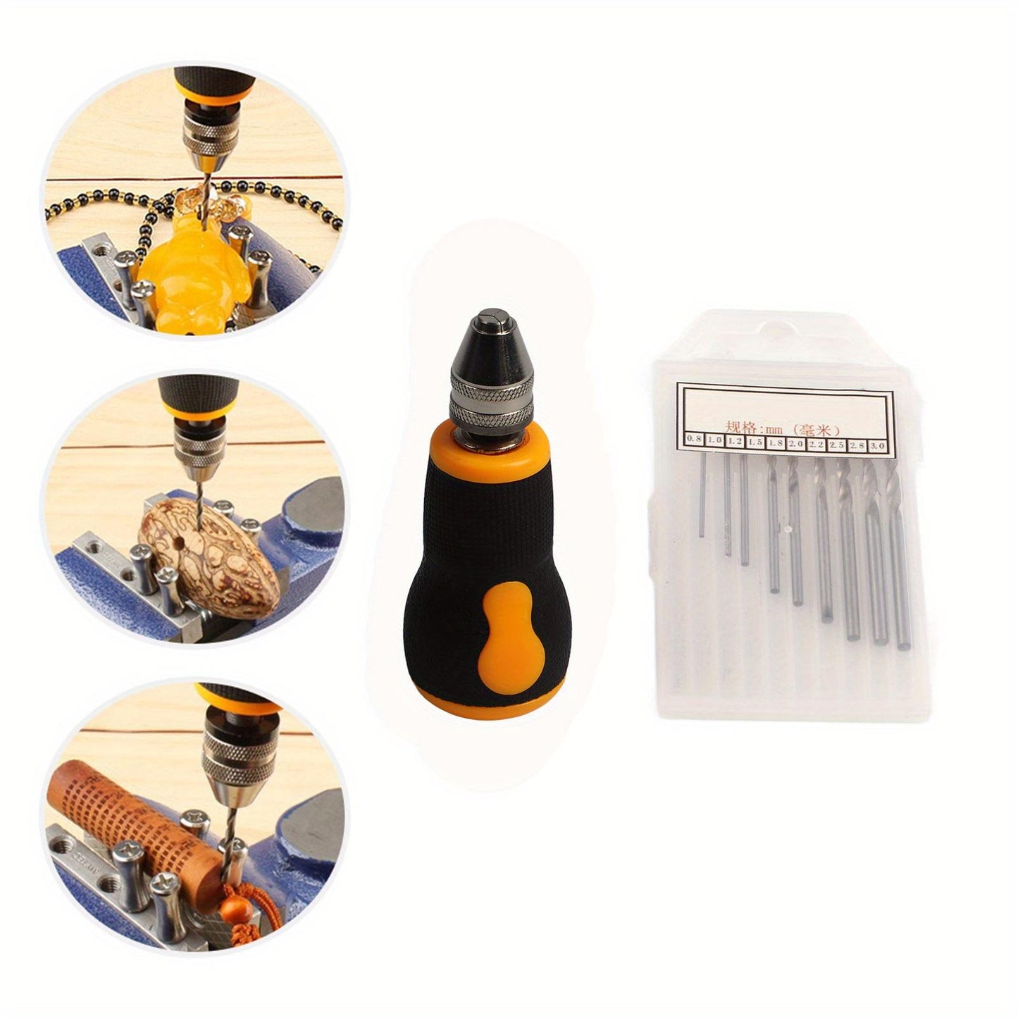 MicroPortable Tool Set Small Hand Drill& amp; 10 PcsDrill Bits 0. 8‑ 3. 0mm