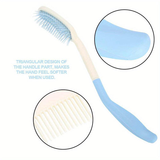 Long Reach Handled Comb and Hair Brush Set - Ideal for Elderly and Hand-Disabled Individuals with Limited Upper Limb Mobility (2 pcs)