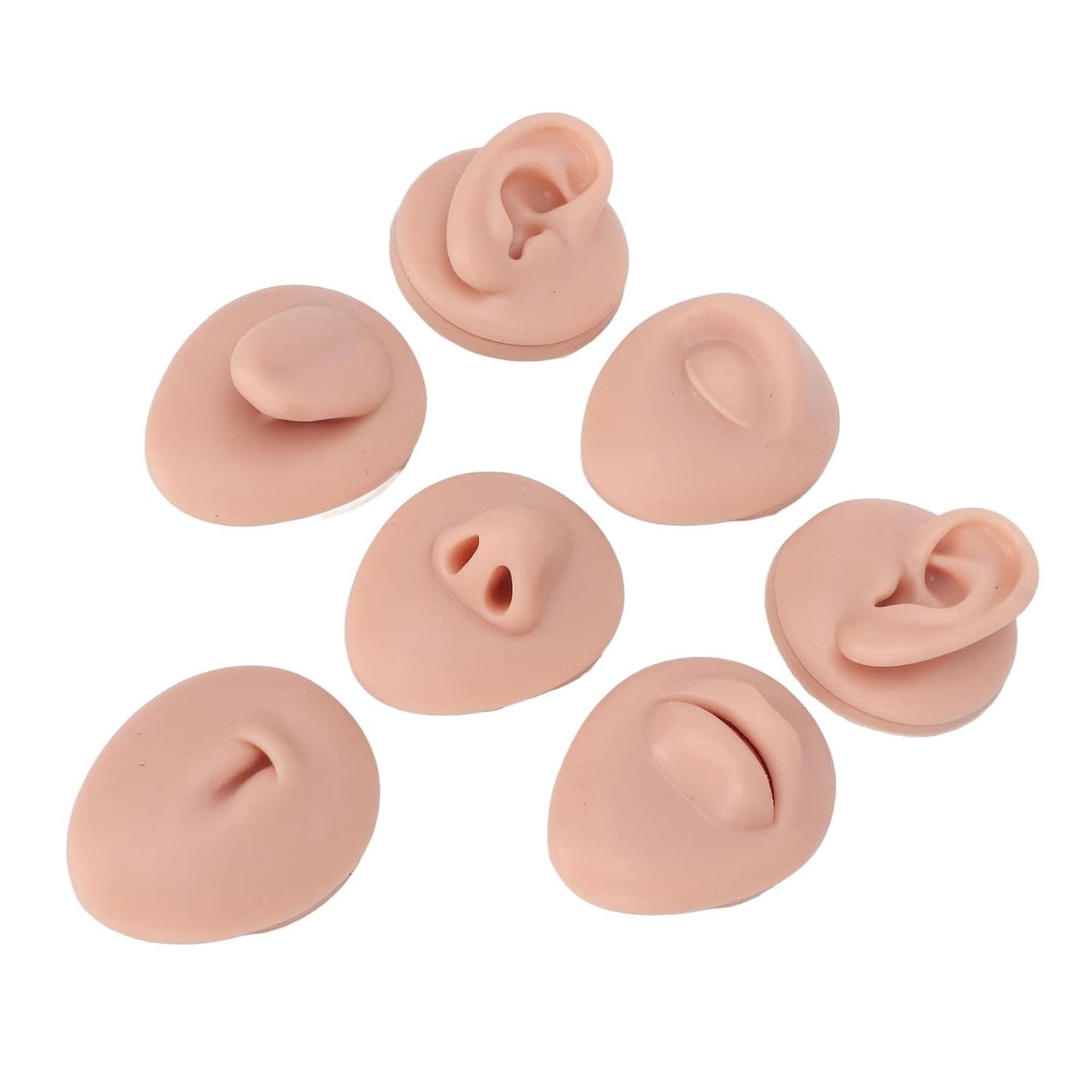 Soft Silicone Body Part Model, Body Piercing Practice Model Simulation Ear Eye Nose Mouth Tongue and Belly Button Model for Novice Piercer (Medium Skin Color)