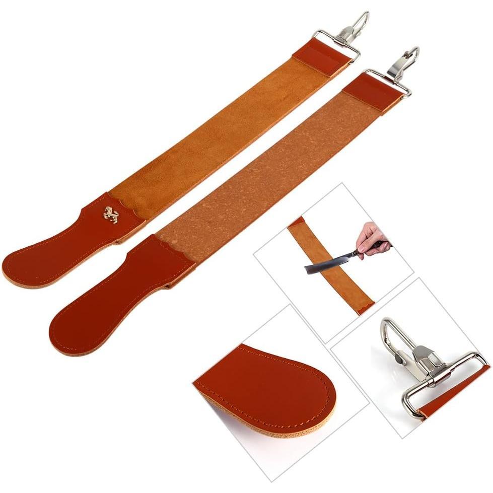 Genuine Leather Strop Strap Barber Straight Razor Folding Knife Shave Sharpener Sharpening Belt Straight Razor Strop Leather Sharpening Barber Hair Removal Sharpening Belt