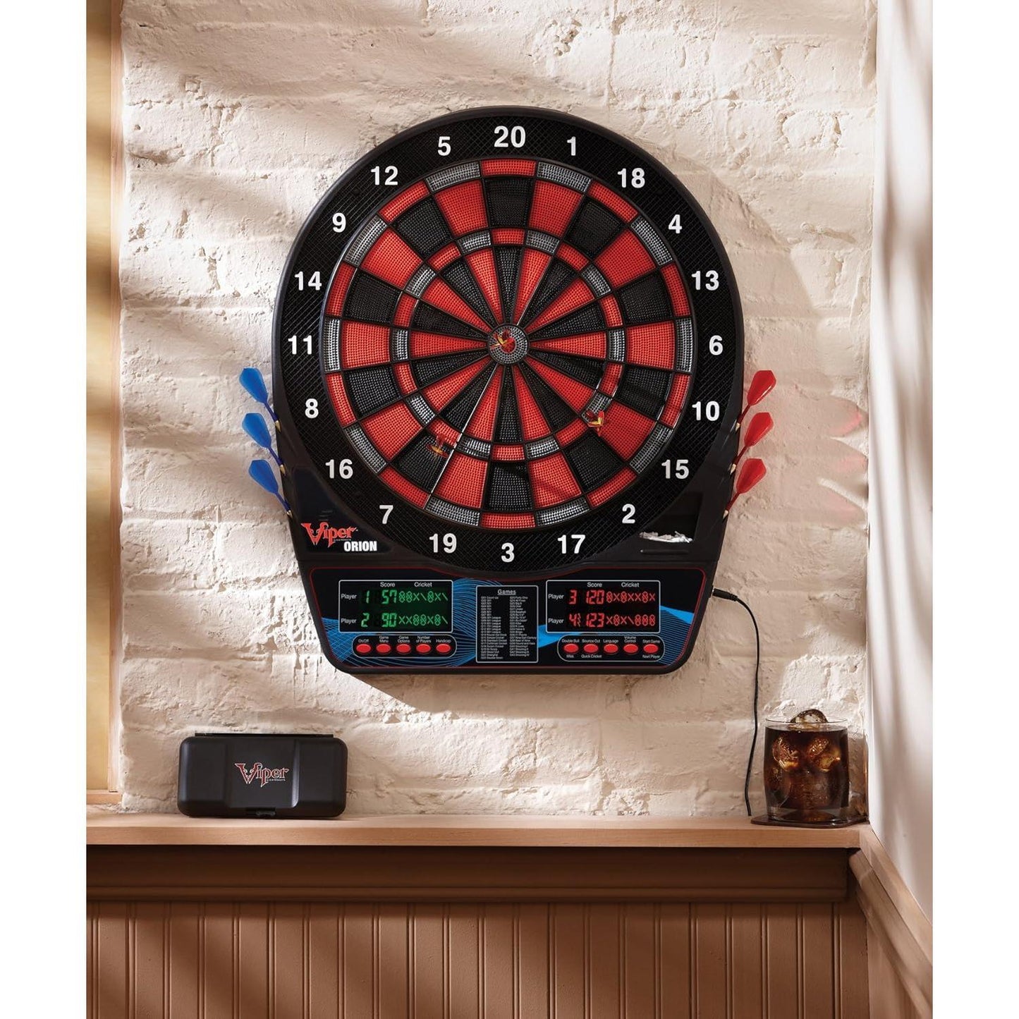 Viper Orion Dartboard - Electronic Soft Tip with LaserLite Marker for Red and Black Game Setup