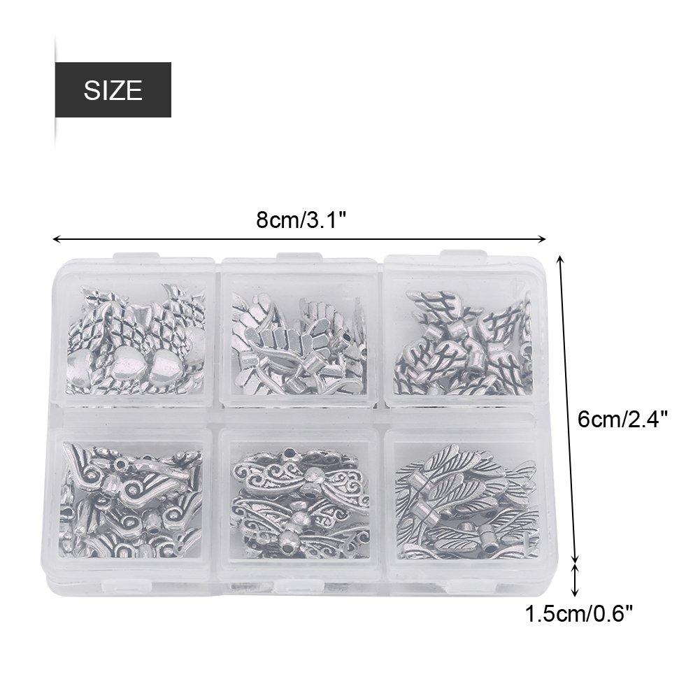 DIY Jewelry Findings, 60Pcs 14-26mm Angel Wing Beads Lot DIY Jewelry Findings Making Supplies with Storage Box