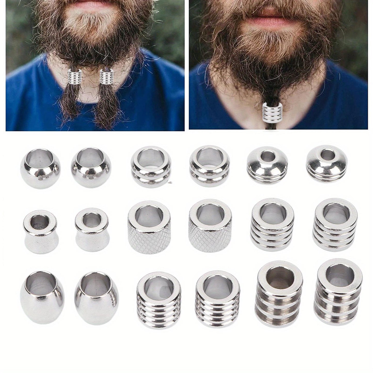 Fdit 18Pcs Viking Hair Beads Vikings Hair Jewelry Stainless Steel High Hardness Perfect Size Simple Design Dreadlocks Accessories for Hair Viking Hair Beads Wide Application Dread Beads Bracelets Pendant Necklace DIY