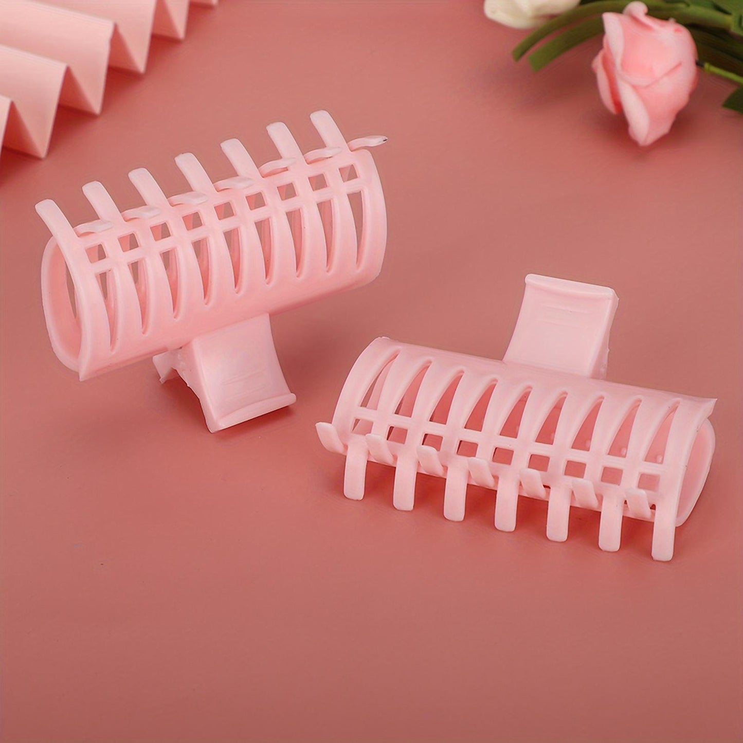 15Pcs Hot Roller Clips, Hair Clips for Rollers, Hair Roller Clips Fixing Clamp, Curler Claw Clip, Holding Section Claw Hairdressing Tool for Women Hair Section Styling ( Pink