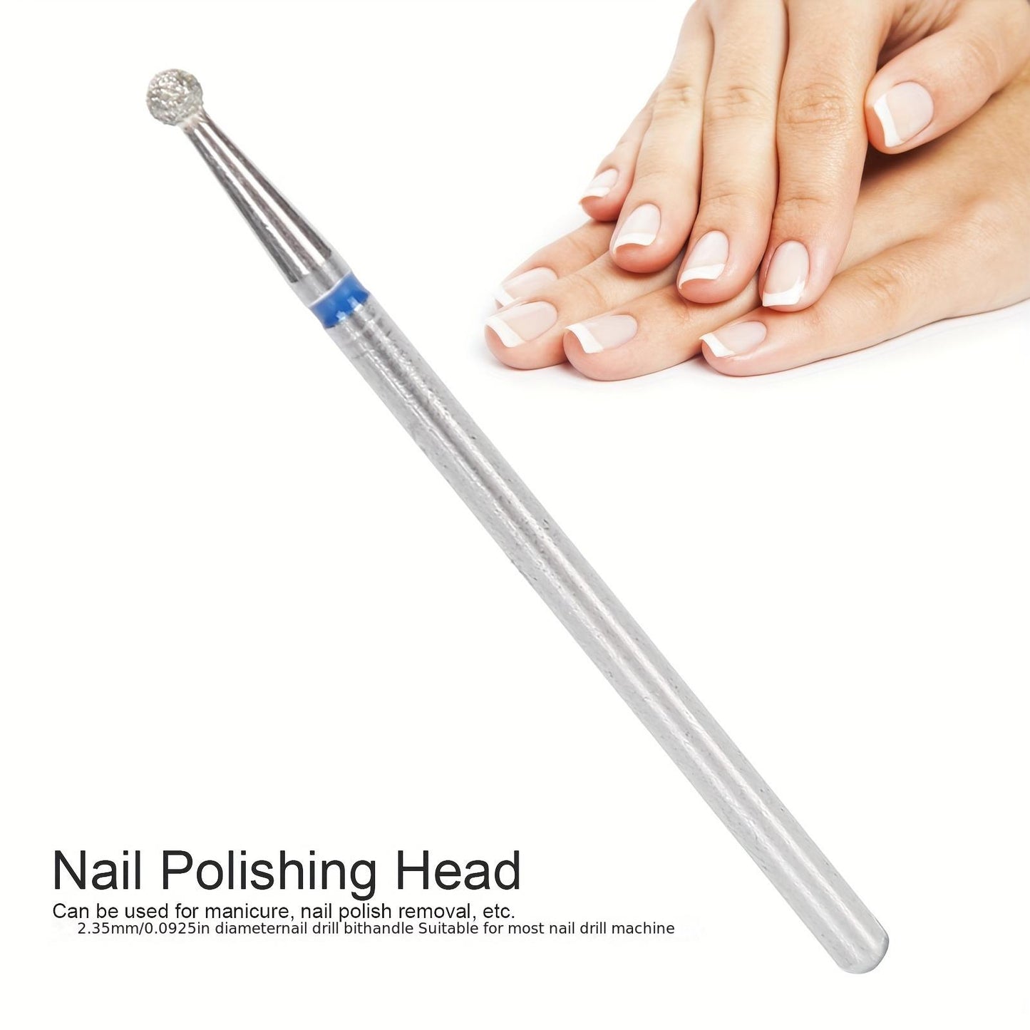 50pcs Spherical Nail Drill Bits Dead Skin Removal Nail Polishing Grinding Head Accessory2.3mm/ 0.09in