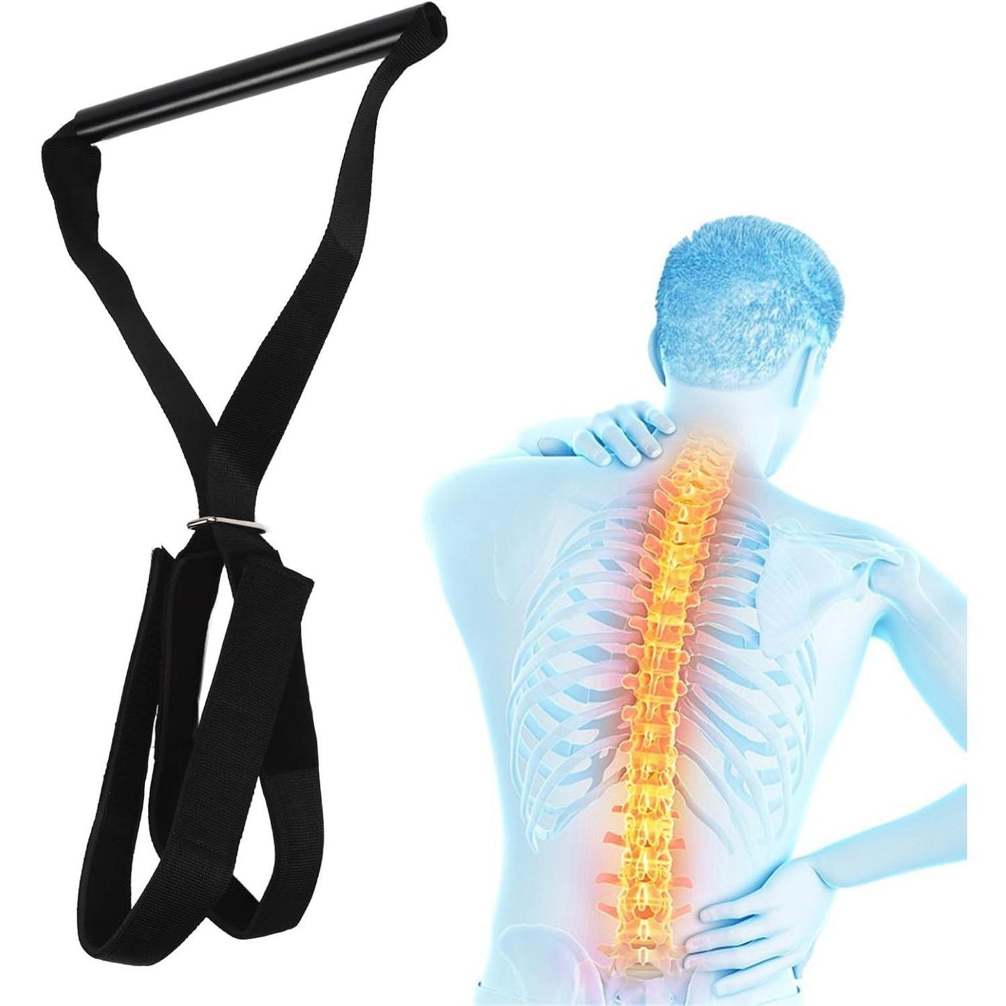 Neck Stretcher Strap Chiropractic Decompression Comfortable Handle Cervical Traction Pull Device with Chin Strap