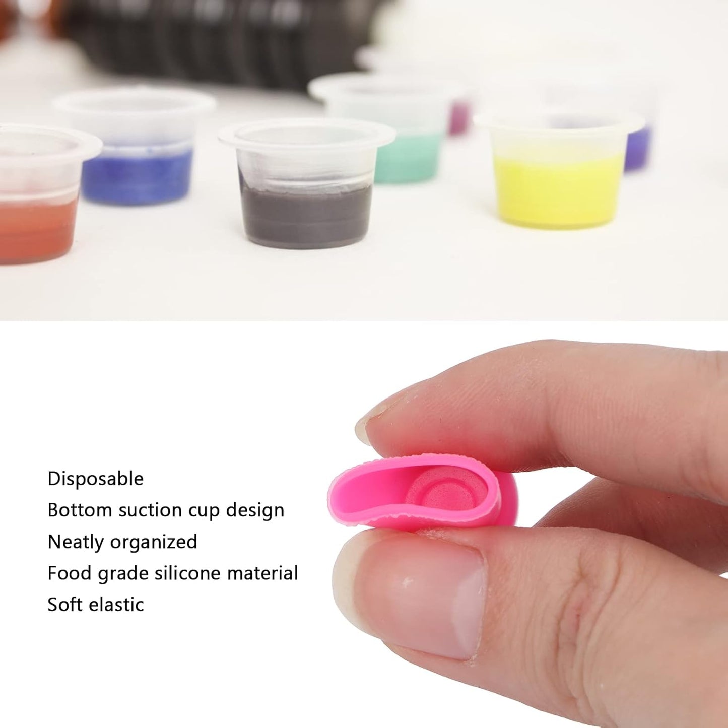 300pcs Tattoo Ink Cup, Pigment Cups Disposable Silicone Tattoo Pigment Cup Eyebrow Eyeliner Lip Color Pigment Cup Tattoo Ink Caps Cups Tattoo Supplies for Tattoo ink