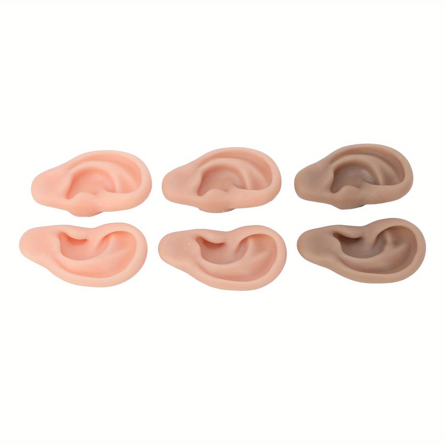 3 Pairs Silicone Ear Model Soft Flexible Ears 3 Colors Artificial Reusable for Practice