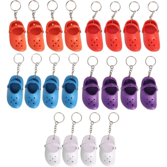 20Pcs Silicone Slipper Keychains - Assorted Colors, Soft Flexible Keyring for Bags and Backpacks