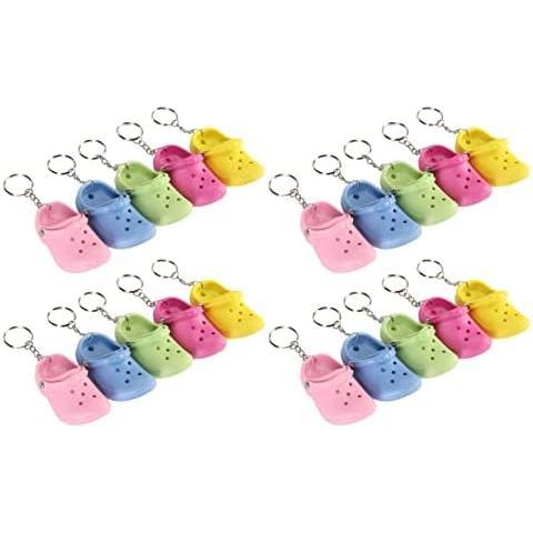 20pcs Mini Shoes Key Chains, Funny Clog Cute Adorable Beach Hole Shoes Keychains for DIY Backpacks Handbag Wall Door Bag Travel Camping Accessory Blue Green Pink Peach Yellow