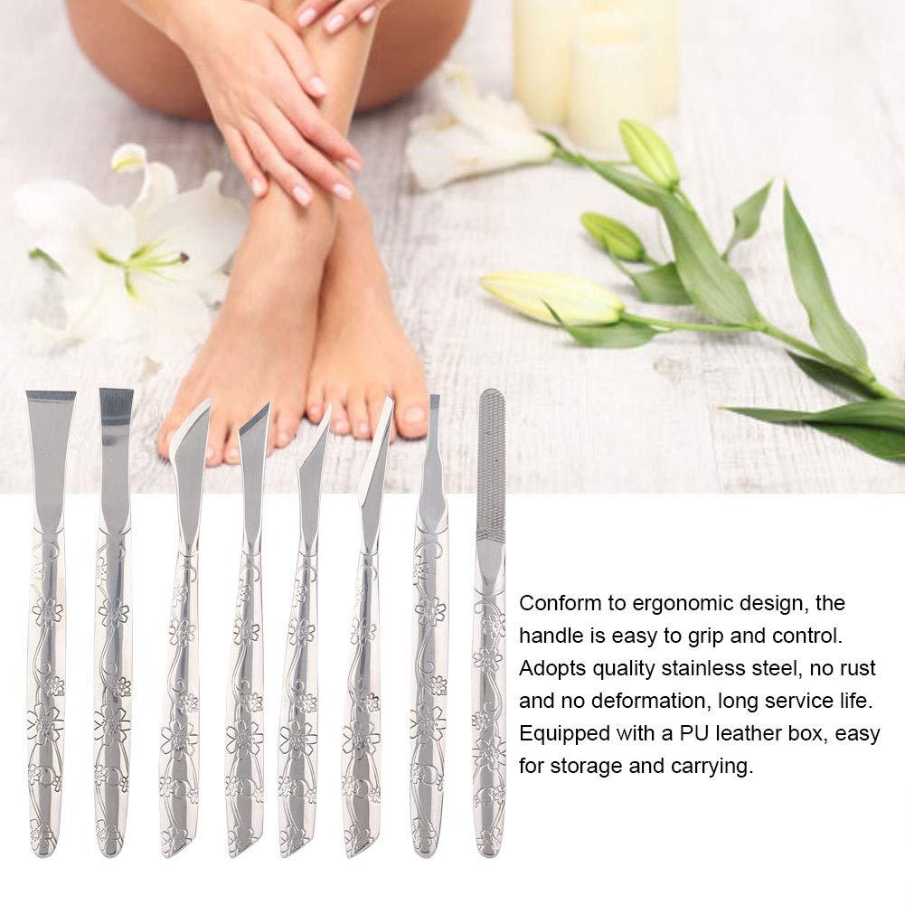 Ingrown Toenail Tool, 8pcs Stainless Steel Foot File Dead Skin Horny Remover Foot Callus Sha ver Foot Skin Planer Pedicure Tool Set for Ingrown Foot Fingernail Care